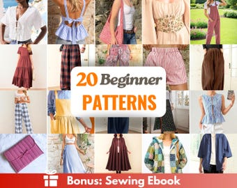 Zestaw wzorów do szycia dla początkujących +20 | Łatwe wzory do szycia | Wzory do szycia dla kobiet | Szycie dla początkujących | Wzory na sukienki, bluzki, spódnice, spodnie, kurtki