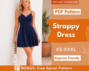 Patroon jurk zonder rug | XS-XXXL | Naaipatroon korte jurk | Patroon zomerjurk | Naaipatroon dames | Formele jurk pdf-patroon DIY