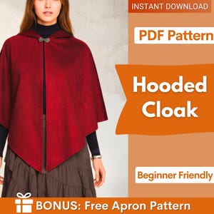 Kapuzen Umhang Schnittmuster, Cape Schnittmuster, Mittelalterliches Kleid Cape Schnittmuster, Mittelalterliches Kleid Cape Schnittmuster, Cosplay Kostüm Umhang Schnittmuster
