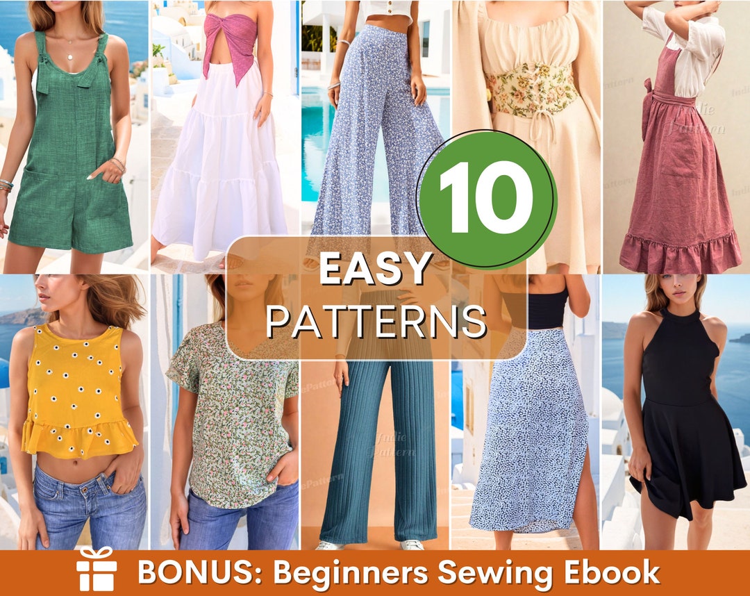 Beginner Sewing Patterns Bundle | Women Sewing Patterns | Beginner ...
