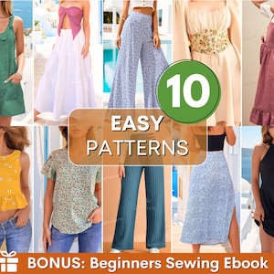 Beginner Sewing Patterns Bundle | Women Sewing Patterns | Beginner Sewing Project | Dress Pattern | Top Pattern | Skirt Sewing Patterns
