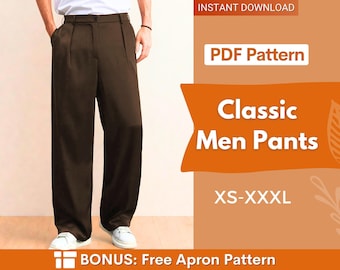 Men Pants Pattern | Men Trousers Sewing Pattern | Sewing Pattern for Men | Pants with Pockets | Men's Sewing Pattern | Straight Leg Pants