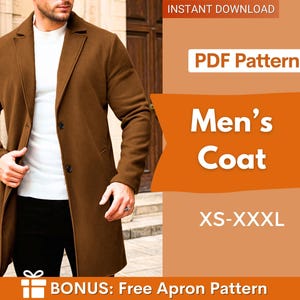 Men Coat Sewing Pattern | Winter Coat Sewing Pattern | Long Coat Pattern | Men Jacket Sewing Pattern | Men's Sewing Pattern | Coat Jacket