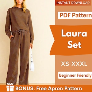 Sweatshirt and Joggers Sewing Patterns, Sweatpants Pattern,  Women Beginner Patterns, Joggers Pattern, Sweatshirt Pattern, Women Pattern