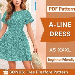 Women Dress Pattern | XS-XXXL | A-Line Dress Sewing Pattern | Summer Dress Pattern | Women Sewing Pattern | Easy Dress PDF Pattern Beginner
