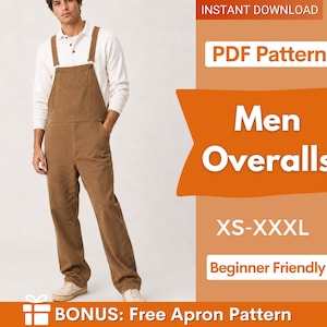 Men Overalls Sewing Pattern, Men Jumpsuit Pattern, Overalls pattern, Pattern Men Jumpsuit, Romper Pattern for Men