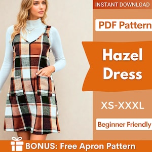 Pinafore Dress Pattern, Overall Dress Pattern,  Dress Sewing Pattern, Sewing Patterns, Women Dress Sewing Pattern Overall Dress with pockets