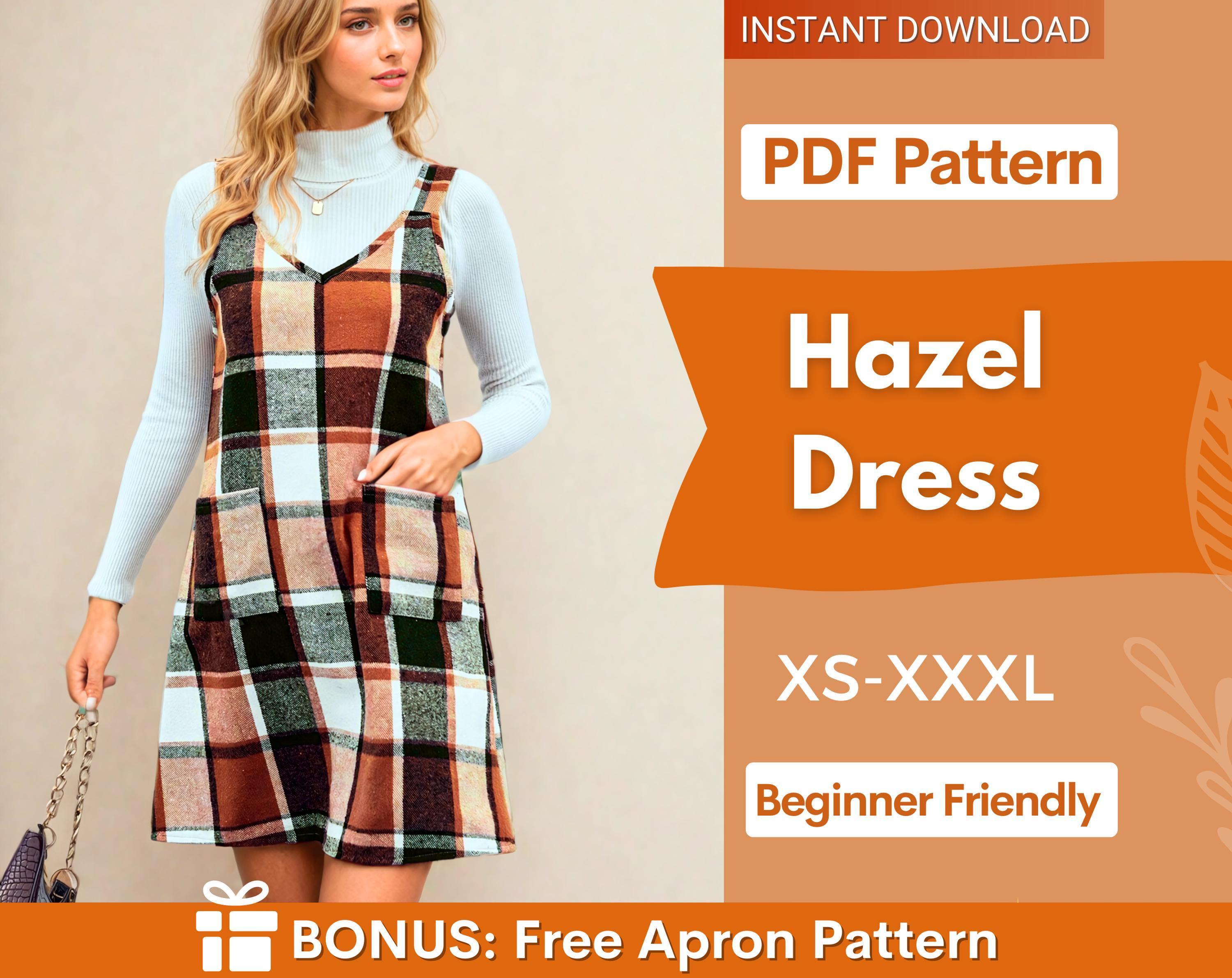 Pinafore Dress Pattern, Overall Dress Pattern,  Dress Sewing Pattern, Sewing Patterns, Women Dress Sewing Pattern Overall Dress with pockets