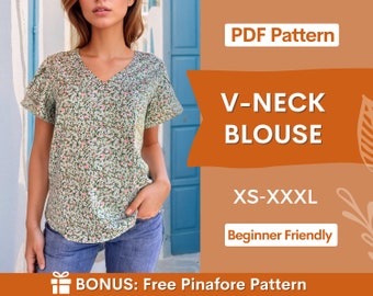Blouse naaipatroon voor dames PDF | XS-XXXL | Top naaipatroon | Vrouwen naaipatroon | Eenvoudig blousepatroon | Beginners naaipatroon