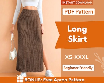 Slit Skirt Sewing Pattern | Skirt Pattern | Women Pattern | Sewing Patterns | Long Skirt Pattern | Maxi Slit Skirt | Fitted Skirt Pattern