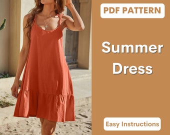 Summer Dress Pattern | Dress PDF Sewing Pattern | Beginner Sewing Pattern | Women Sewing Pattern | Easy dress pattern | S-XL