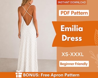 Emilia Dress Pattern | Women Dress Pattern | Dress for Women | Sewing Patterns | Women Patterns | Prom Dress | Open Back Dress