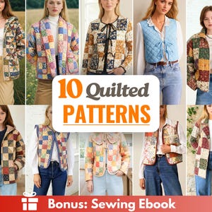 Gestepptes Nähen Muster-Bundle | Frauen Schnittmuster | Jacke Schnittmuster | Weste Muster | Patchwork Muster | Mantel Schnittmuster Damen