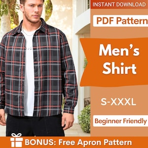 Shirt Pattern for Men | S-XXXL | Sewing Pattern Men | Men Buttons Shirt Sewing Pattern PDF | Men&#39;s Button Shirt Pattern | Instant Download