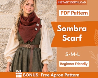 Sombra Scarf Sewing Pattern, Medieval Pattern, Ren Faire Pattern, Cosplay Scarf Pattern, Fantasy Pattern, Ren Faire Pattern