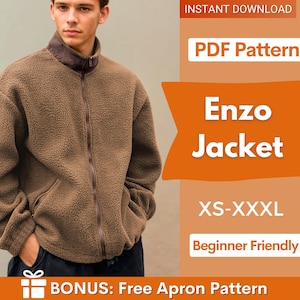 Naaipatroon herenjack, naaipatroon heren, naaipatroon heren, heren ritsjack, herenpatroon, Jaspatroon, Teddyjack, Herenjasjas