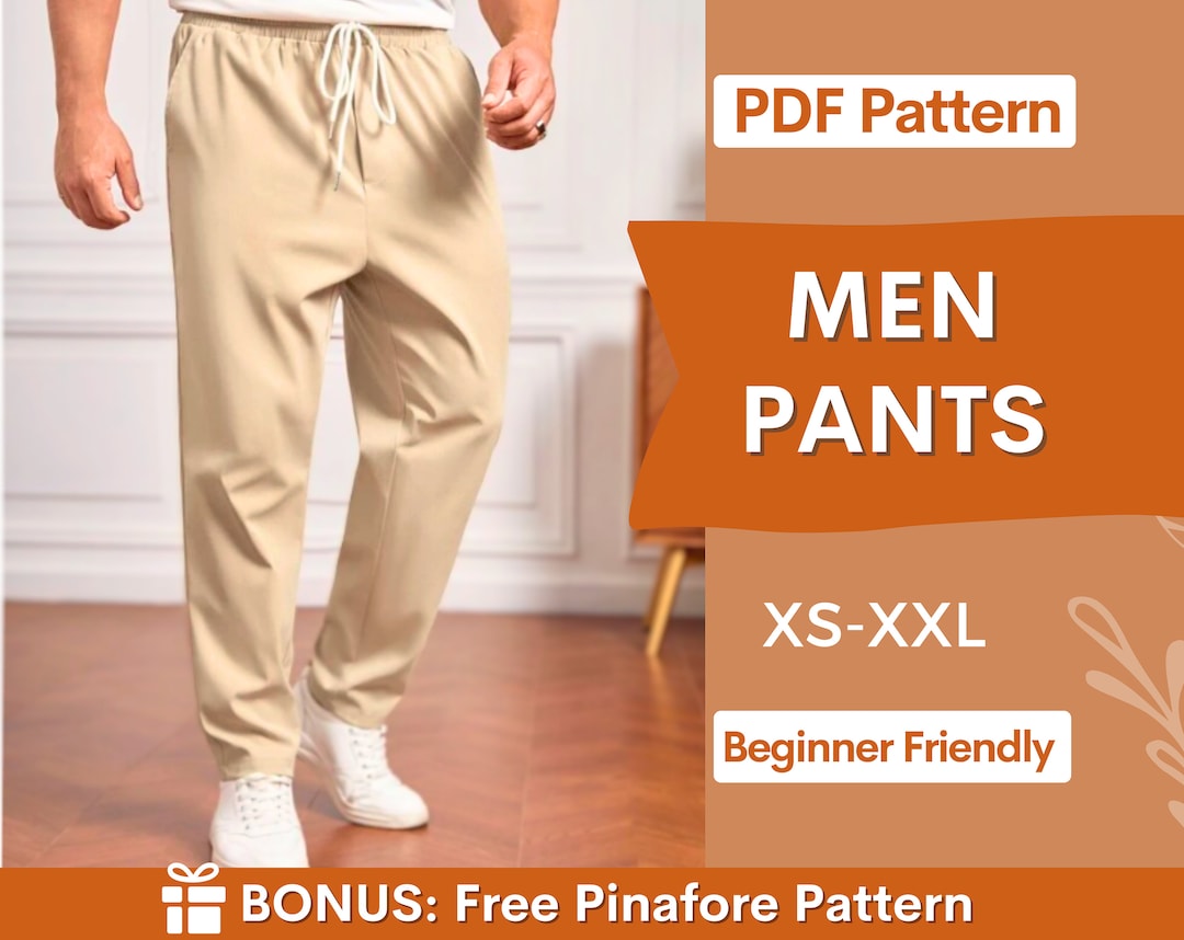 Men's Trouser Pattern Men Pants Sewing Pattern PDF Sewing Pattern for Men Pants With Pockets XS