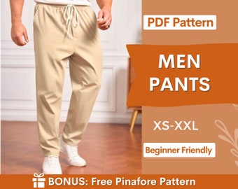 Men's Trouser Pattern | Men Pants Sewing Pattern PDF | Sewing Pattern for Men | Pants with Pockets | XS-XXL | Men's Sewing Pattern