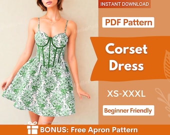 Corset Dress Pattern | Bustier Dress Pattern | Women Pattern | Dress Sewing Pattern for Women | Renaissance Dress | Sewing Pattern