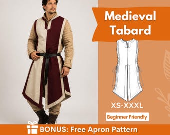 Tabard Sewing Pattern for Men | Tunic Pattern | Warrior Robe | Costume Sewing Pattern | Fantasy Pattern | Beginner Pattern, Medieval Vest