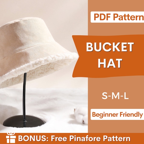 Bucket Hat Pattern, Sun Hat Sewing Pattern, Reversible Bucket Hat, Hat Pattern, Sewing Patterns, Beginner Sewing Pattern Bucket Hat