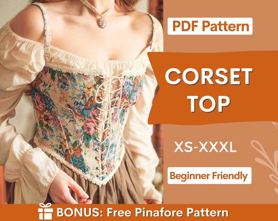 Corset Pattern Cottagecore Corset Pattern Top Sewing Pattern Corset Sewing  Pattern PDF Sewing Pattern, Corset Top Sewing Pattern PDF -  Denmark