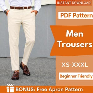 Men Pants Sewing Pattern | Men Trousers Pattern | Sewing Pattern for Men, Pants for men, Men's Sewing Pattern, Straight Leg Pants Suit Pants