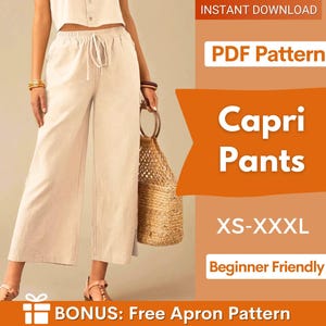 Summer Pants Pattern for Women | Capri Wide Leg Pants Pattern | Crop Pants Pattern | Sewing Patterns | Women Pattern Pants Trousers