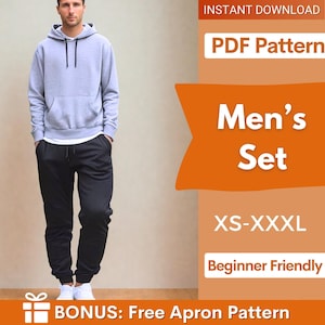 Hoodie & Joggers Schnittmuster für Männer, Loungewear Schnittmuster Männer, Jogginghose Schnittmuster Männer, Sweatshirt Männer Schnittmuster, Männer Jogger Schnittmuster