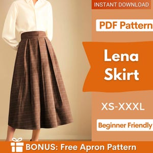 Skirt Sewing Pattern | Skirt Pattern | Women Pattern Skirt | Sewing Patterns | Pleated Skirt Pattern | Vintage Skirt Pattern | Midi Skirt