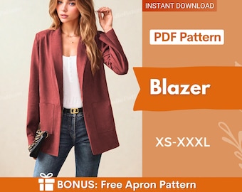 Blazer Women Sewing Pattern | Jacket Sewing Pattern | Sewing Pattern Women PDF | Coat Pattern |  Women Sewing Pattern |  Sewing Patterns