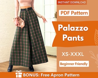 Palazzo Pants Pattern | Women Pants Sewing Pattern | Wide Leg Pants Pattern | Pants Pattern | Sewing Patterns | Women Sewing Pattern