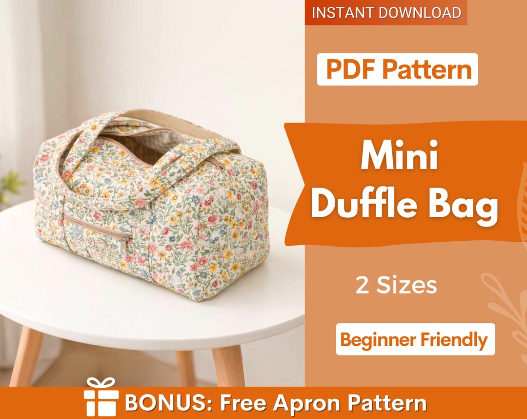 Mini Duffle Bag Pattern | Make up Bag Sewing Pattern | Beginner Pattern ...