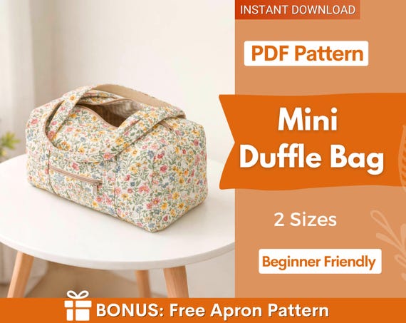 Mini Duffle Bag Pattern | Make Up Bag Sewing Pattern | Beginner Pattern | Travel Bag Pattern |  Bag Sewing Pattern | Beginner Bag Pattern