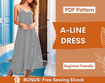 Easy Dress Sewing Pattern | Cami Dress Pattern | Sleeveless Long Dress Pattern | PDF Sewing Pattern | Dress pattern | Summer Dress Pattern