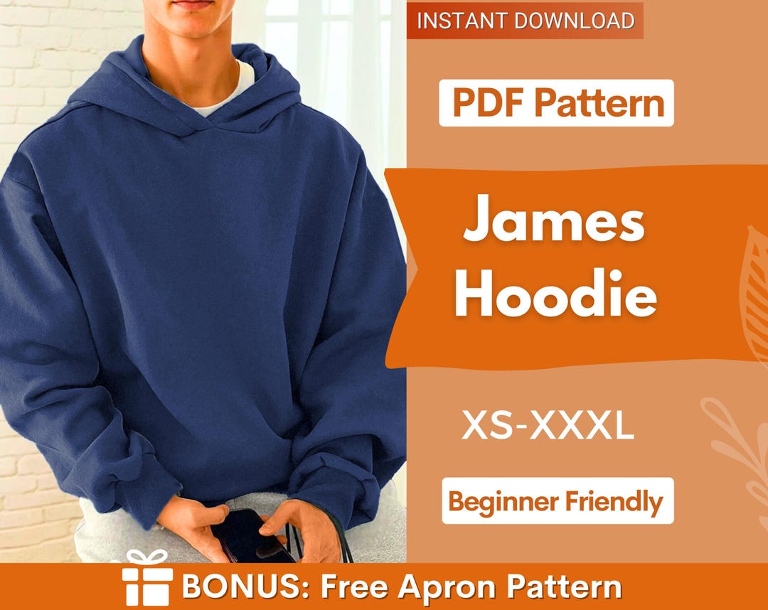 Men Hoodie Sewing Pattern, Hoodie Pattern for Men, XS- XXXL, Sweatshirt ...