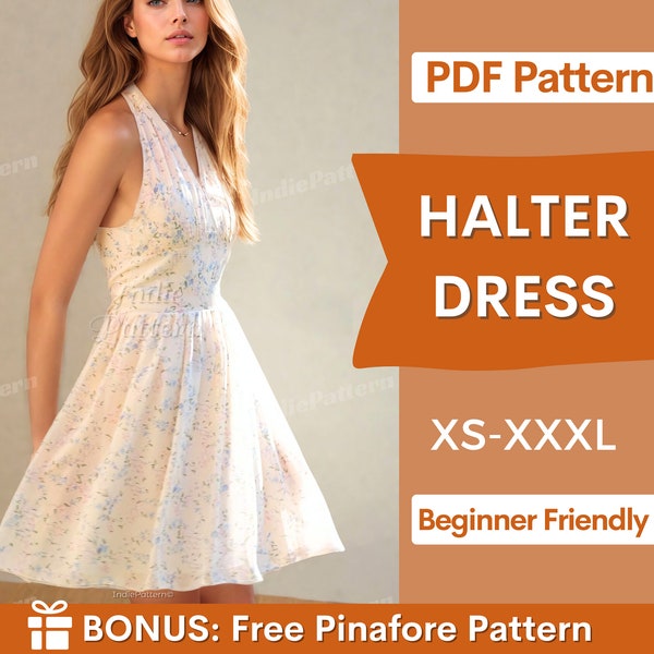 Halter Dress Pattern | Dress Pattern | Women Pattern | Dress Sewing Pattern for Women | Spring Dress  | Summer Dress | Midi Dress