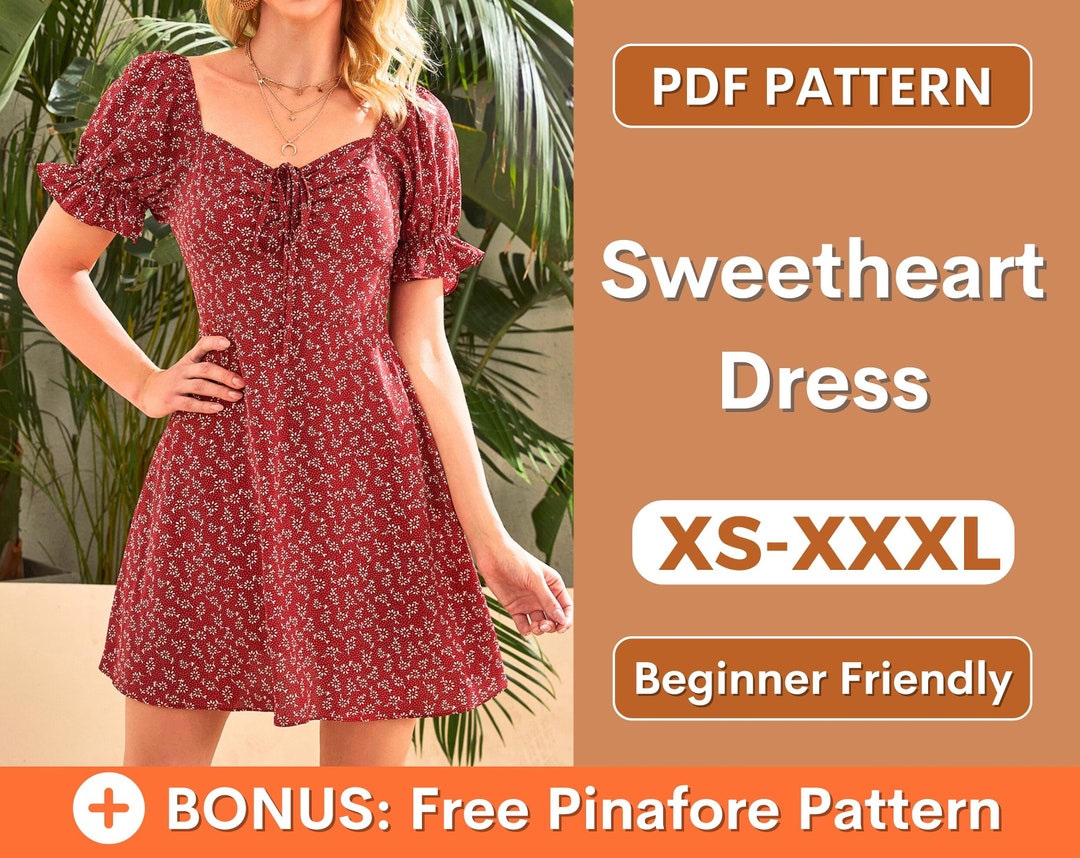 Sweetheart Dress Sewing Pattern PDF XSXXXL Women Dress Etsy UK