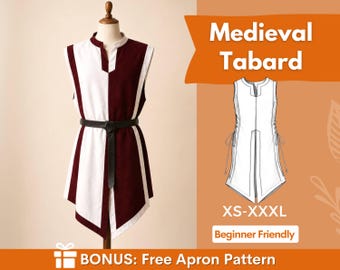 Tabard Sewing Pattern for Men | Tunic Pattern | Warrior Robe | Costume Sewing Pattern | Fantasy Pattern | Beginner Pattern, Medieval Vest