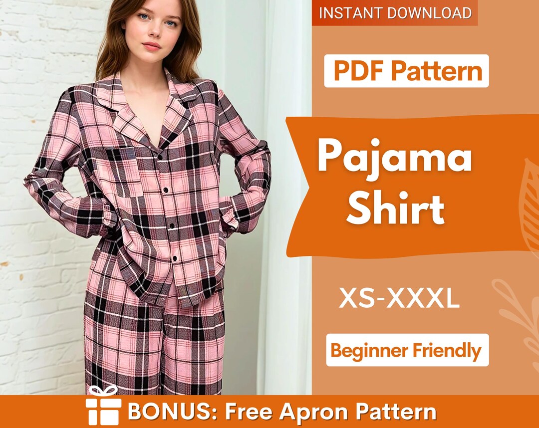 Long Sleeve Pajama Shirt Sewing Pattern | Pajama Shirt Pattern | Women ...