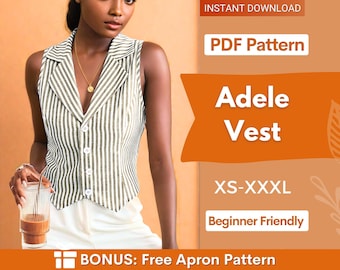 Vest Sewing Pattern, Waistcoat Pattern, Sewing Patterns, Women Vest Sewing Pattern, Blazer Women, Trendy Vest, Vest with Collar Pattern