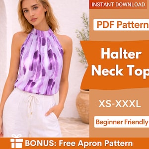 Halter Neck Top Sewing Pattern | Top Pattern | Women Sewing Pattern | Blouse Pattern | Halter Top Sewing Pattern | Top Blouse Women Sewing