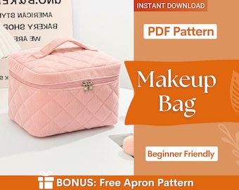 Makeup Bag Sewing Pattern | Boxy Pouch Pattern | Beginner Bag Pattern | Quilted Pouch Bag Pattern | Quilted Make Up Bag Pattern | Easy Bag