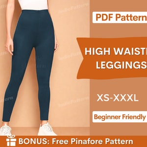 Patrón de leggings / Patrón de costura de leggings de cintura alta / Leggings de talle alto / Leggings de cintura alta / Leggings de mujer / Pantalones de mujer