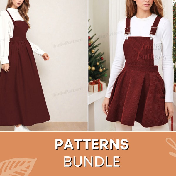 Pinafore Pattern | Dress Pattern | Overall Dress Pattern | Women sewing pattern | PDF Pattern | Pinafore Dress Pattern and Overall Dress Set