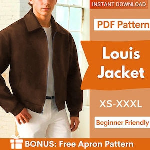 Patron de couture de veste pour homme, Patron de veste pour homme, Patron de couture pour homme, Veste zippée pour homme, Patron pour veste homme, Patron de couture pour veste zippée pour homme
