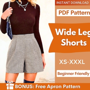 Shorts Sewing Pattern | Sewing Patterns | Sewing patterns for Women | Shorts Pattern Women | Short Pattern | High Waisted Wide Leg Shorts