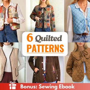 Gestepptes Nähen Muster-Bundle | Frauen Schnittmuster | Jacke Schnittmuster | Weste Muster | Quil Muster | Mantel Schnittmuster Damen