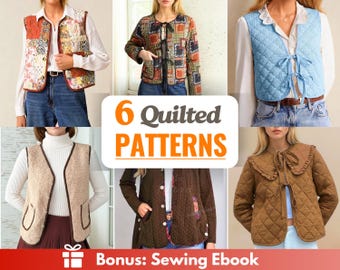 Quilted Sewing Patterns Bundle | Women Sewing Patterns | Jacket Sewing Pattern | Vest Pattern | Quil Patterns | Coat Patterns Women