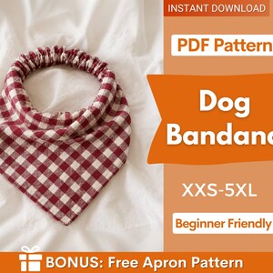 Dog Bandana Sewing Pattern, Scrunchie Bandana Pattern for Dogs, XXS-5XL, Pet Bandana
